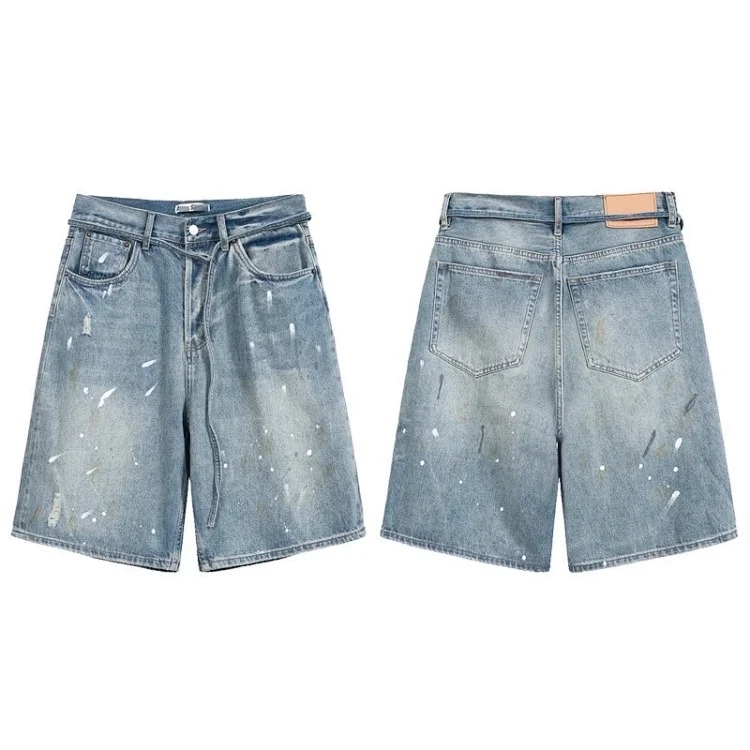 AC washed distressed hand-painted splash denim shorts(pic2) AC washed distressed hand-painted splash denim shorts