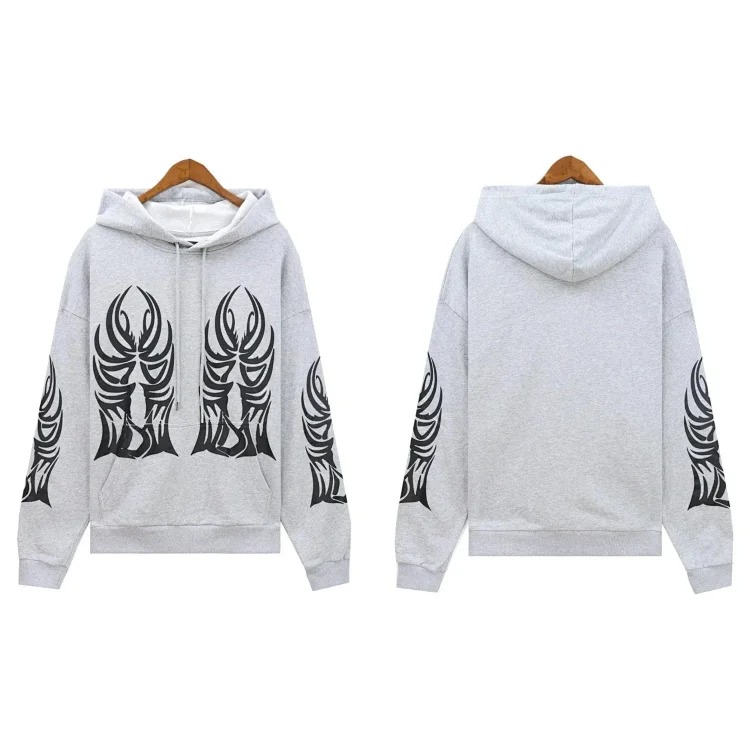 Washed distressed heavy-duty printed suit retro hooded sweatshirt