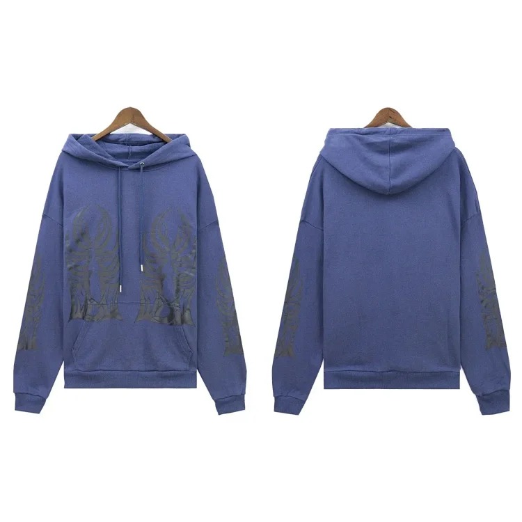 Washed distressed heavy-duty printed suit retro hooded sweatshirt