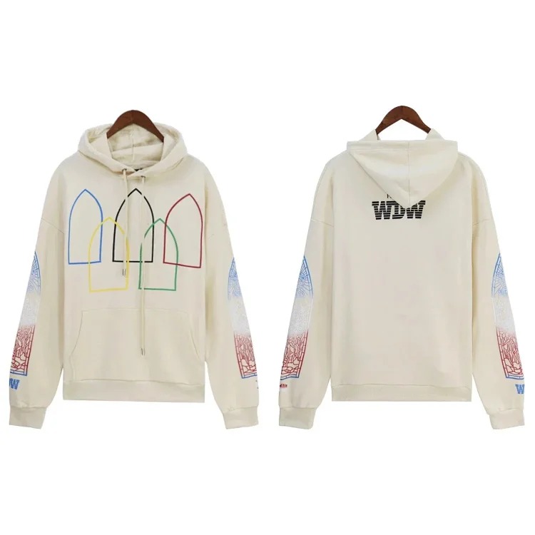 Washed distressed heavy-duty printed suit retro hooded sweatshirt