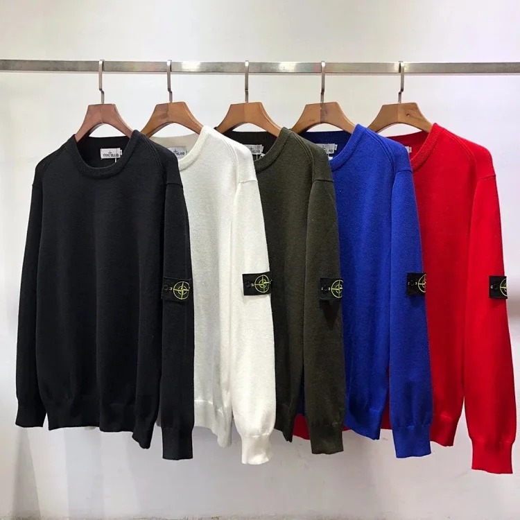 Cross-border sto*ne isla*nd Stone Island autumn and winter sweater basic classic armband couple round neck pullover long sleeve