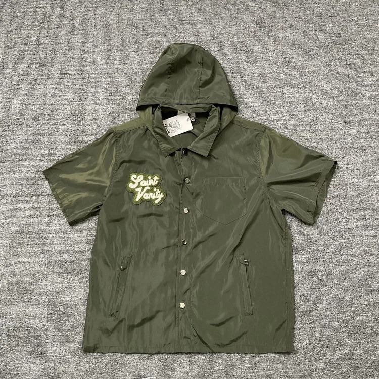 Saint lettering towel embroidered hooded short-sleeved shirt casual shorts suit
