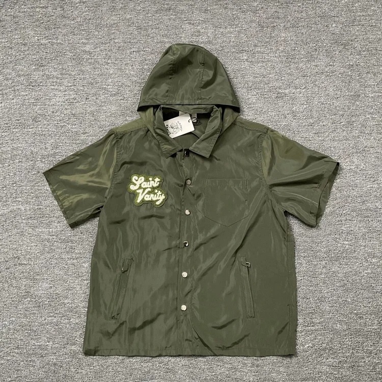 Saint lettering towel embroidered hooded short-sleeved shirt casual shorts suit