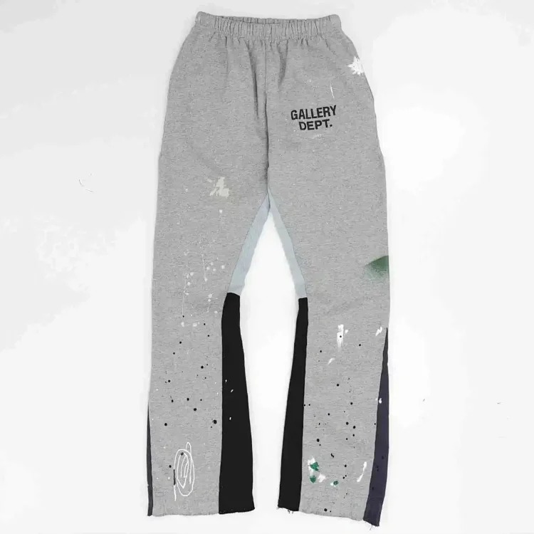 Dept. trousers legs are spliced ​​with multi-colored black letters and white waves