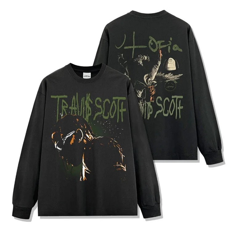 Printed short-sleeved T-shirt Vintage loose round neck hooded sweatshirt