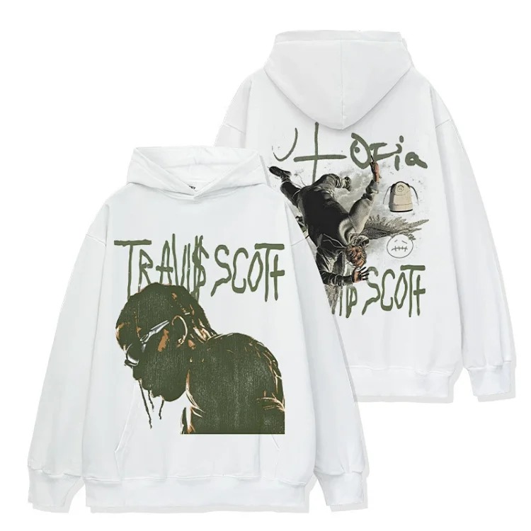 Printed short-sleeved T-shirt Vintage loose round neck hooded sweatshirt
