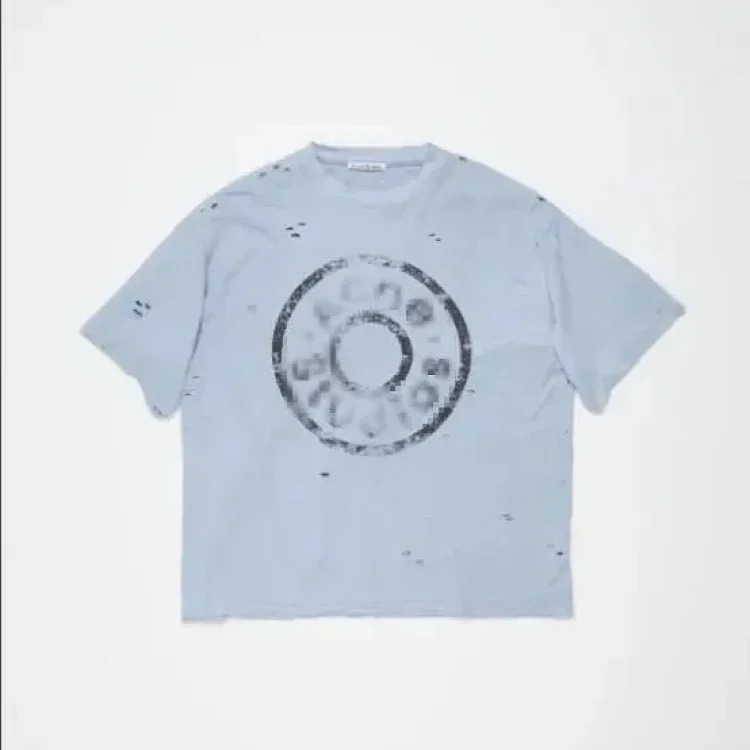 AC washed distressed printed 1996 short-sleeved sweatshirt hoodie