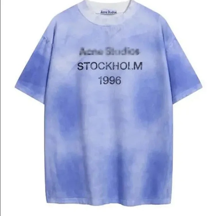 AC washed distressed printed 1996 short-sleeved sweatshirt hoodie
