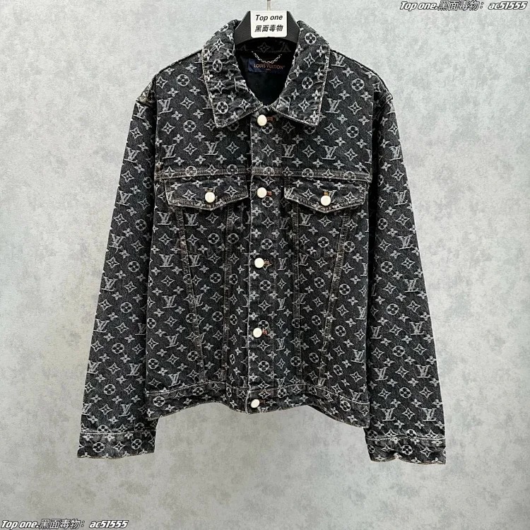 The highest version 1-V old flower all over printed jacquard denim jacket jacket for men and women same style jacket for men and women