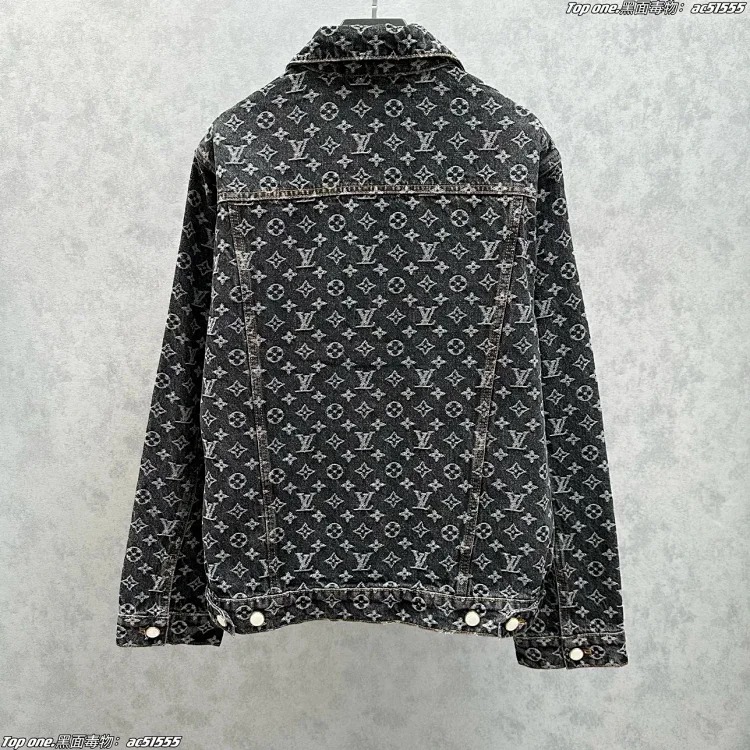 The highest version 1-V old flower all over printed jacquard denim jacket jacket for men and women same style jacket for men and women