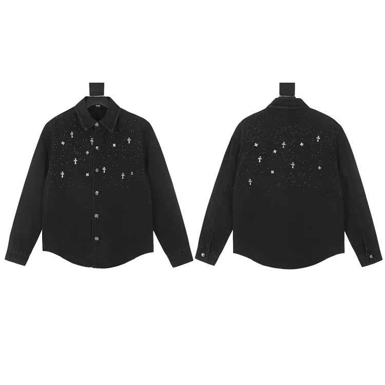 CH denim jacket spring and autumn cross embroidered shirt jacket