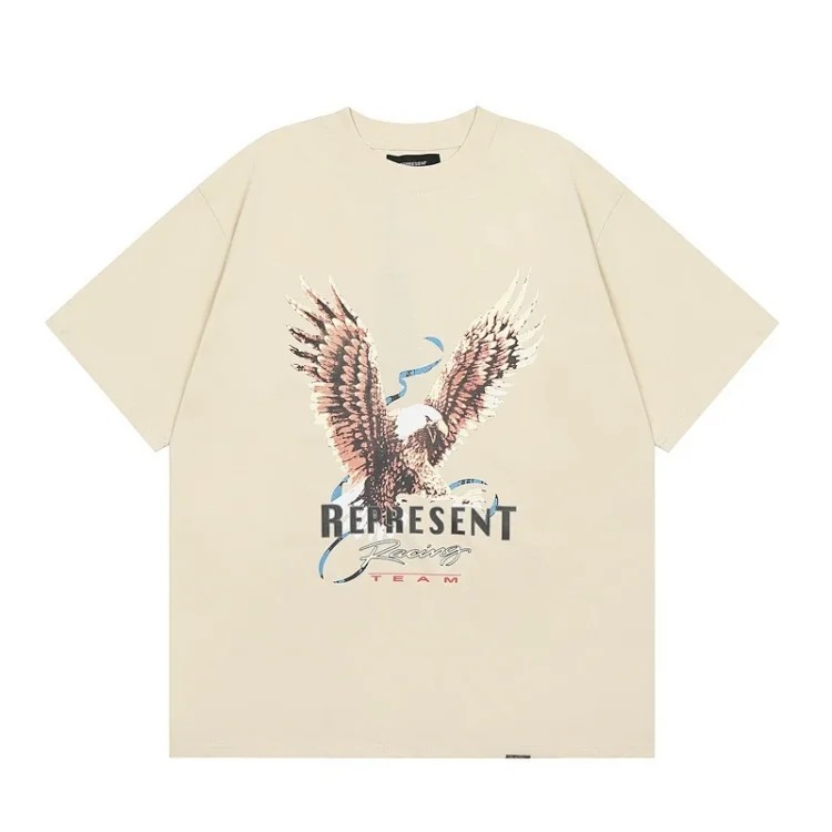 Collection Eagle Shark Pattern Printed Round Neck Short Sleeve Beauty Trendy Hip Hop