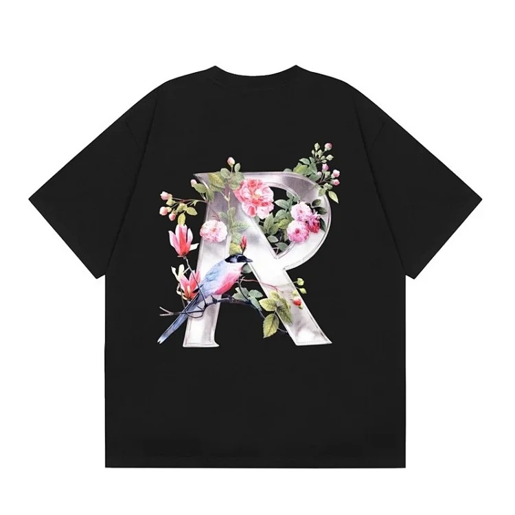 Collection Eagle Shark Pattern Printed Round Neck Short Sleeve Beauty Trendy Hip Hop