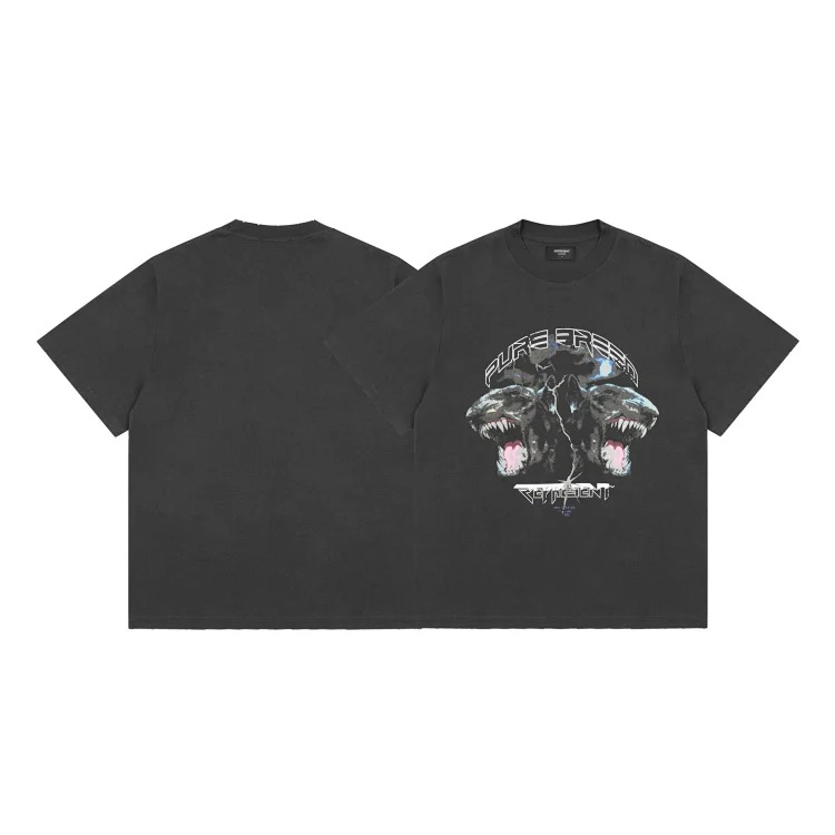Collection Eagle Shark Pattern Printed Round Neck Short Sleeve Beauty Trendy Hip Hop