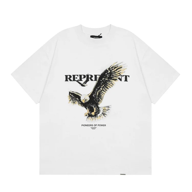 Collection Eagle Shark Pattern Printed Round Neck Short Sleeve Beauty Trendy Hip Hop