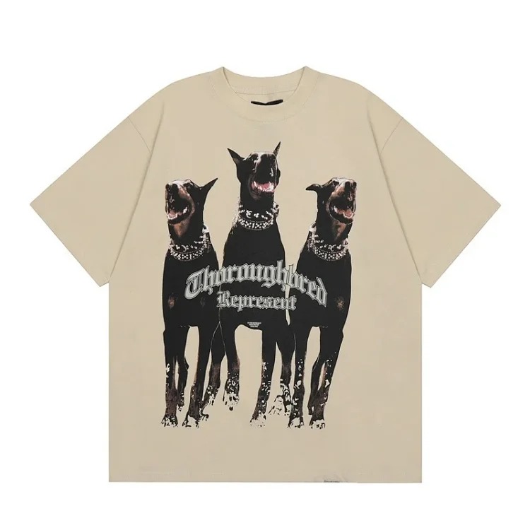 Collection Eagle Shark Pattern Printed Round Neck Short Sleeve Beauty Trendy Hip Hop