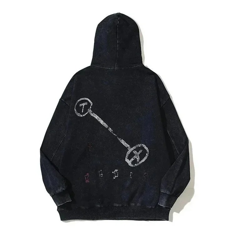 Warm up autumn clothing European and American trendy brand TRAVIS SCOTT IL JOKER HOODIE men's and women's same style washed retro distressed pure cotton terry thin autumn and hooded sweatshi