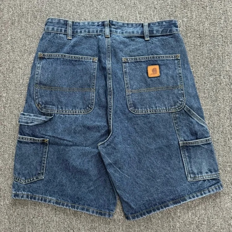 Washed black cargo denim shorts