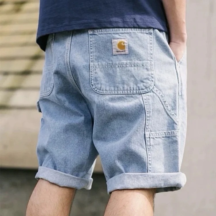 Washed black cargo denim shorts