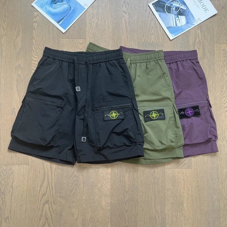 Cargo shorts for men and women functional style large pocket badge quick-drying three-quarter pants