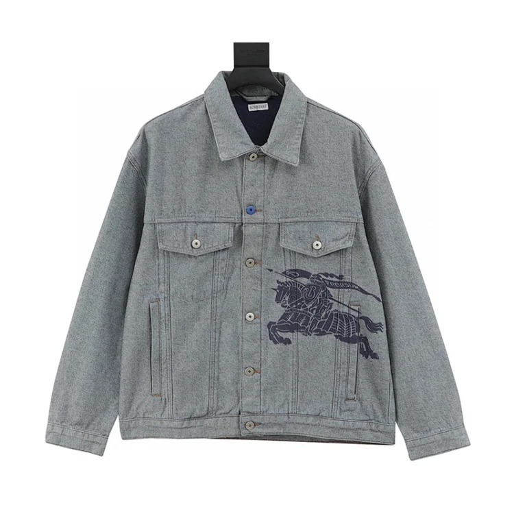 BBR war horse print patch vintage washed denim jacket for men and women