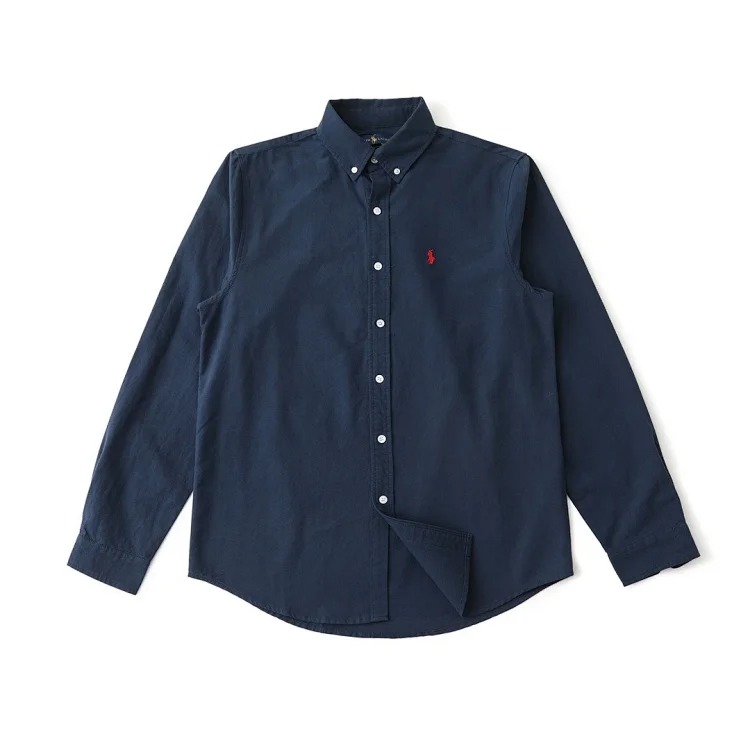 RL pony logo embroidered polo collar loose long-sleeved men's and women's casual shirt tops
