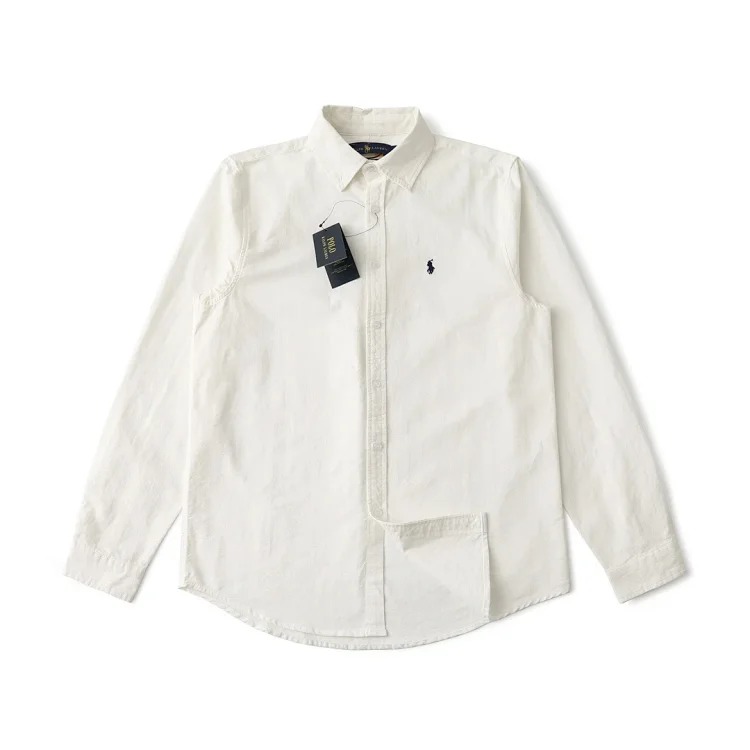 RL pony logo embroidered polo collar loose long-sleeved men's and women's casual shirt tops