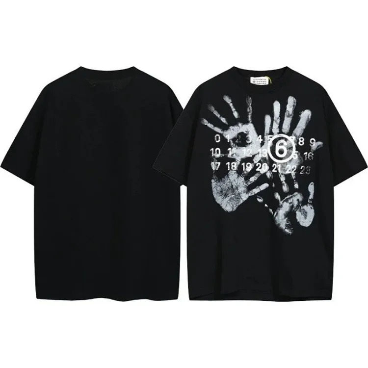 Summer loose letters MM6 embroidered label printing same style for men and women couples