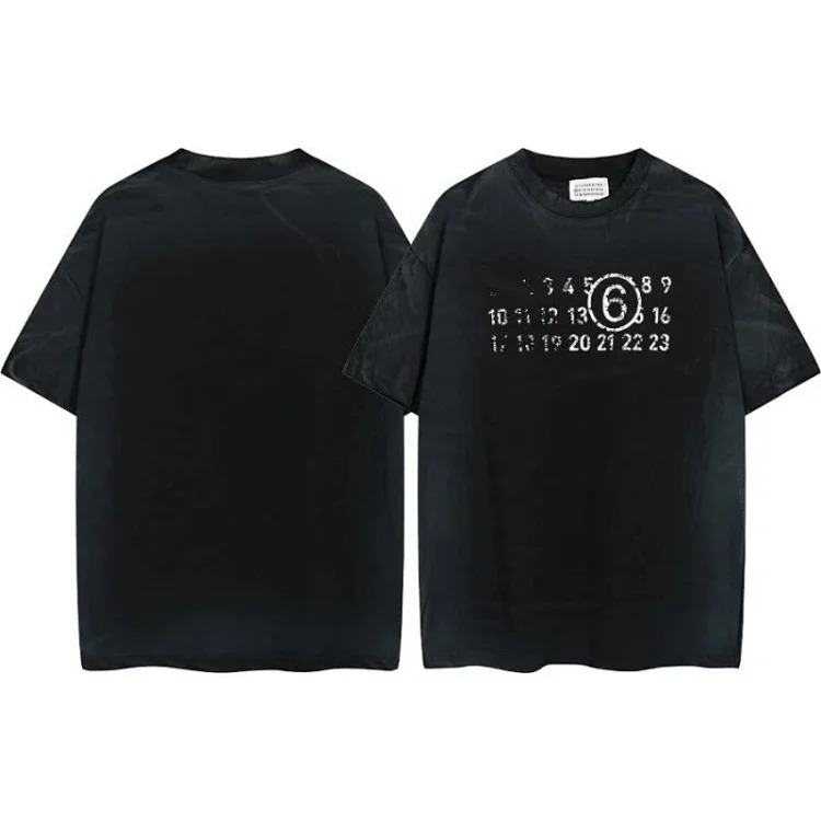 Summer loose letters MM6 embroidered label printing same style for men and women couples