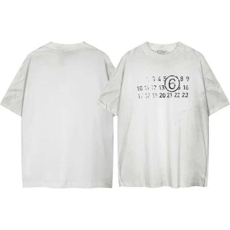 Summer loose letters MM6 embroidered label printing same style for men and women couples