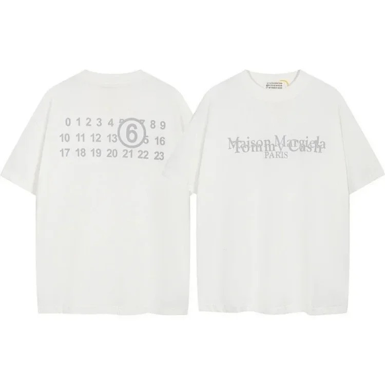 Summer loose letters MM6 embroidered label printing same style for men and women couples