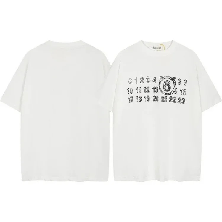 Summer loose letters MM6 embroidered label printing same style for men and women couples