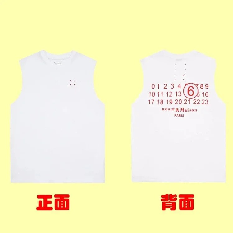 Summer loose letters MM6 embroidered label printing same style for men and women couples