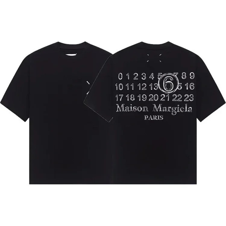 Summer loose letters MM6 embroidered label printing same style for men and women couples