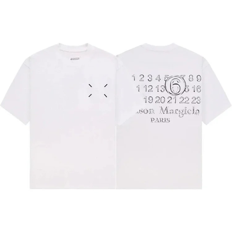 Summer loose letters MM6 embroidered label printing same style for men and women couples