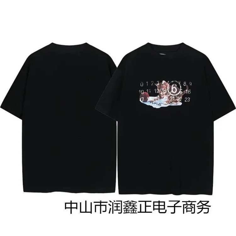 Summer loose letters MM6 embroidered label printing same style for men and women couples
