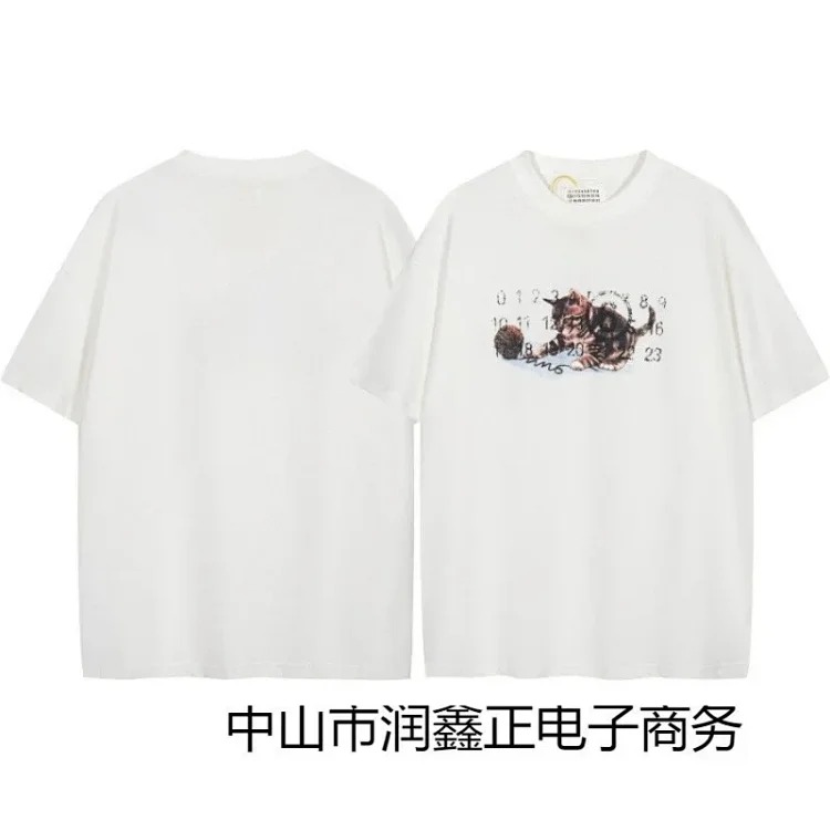 Summer loose letters MM6 embroidered label printing same style for men and women couples