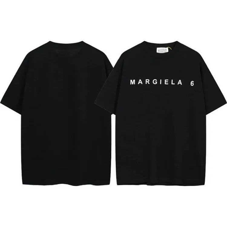 Summer loose letters MM6 embroidered label printing same style for men and women couples