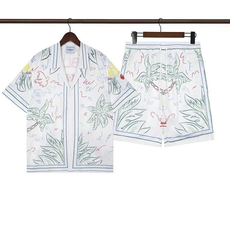 Beach flower shirt loose short sleeve shorts suit