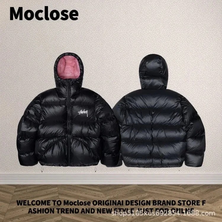 Moclose American street style autumn and winter outdoor loose warm solid color men's and women's down puffer jackets couple jackets