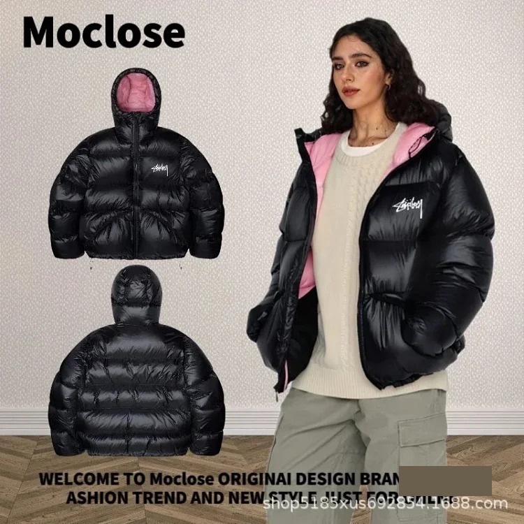 Moclose American street style autumn and winter outdoor loose warm solid color men's and women's down puffer jackets couple jackets