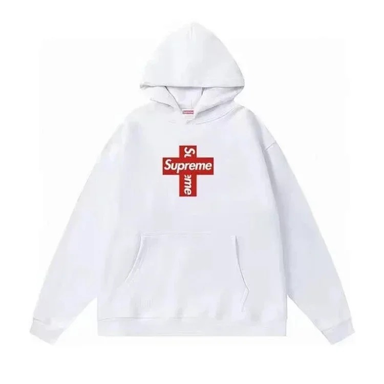Supreme letter cross printed terry hooded sweatshirt high street Shawn Yue loose cross-border for men and women