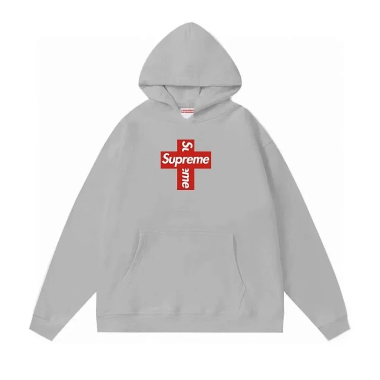 Supreme letter cross printed terry hooded sweatshirt high street Shawn Yue loose cross-border for men and women