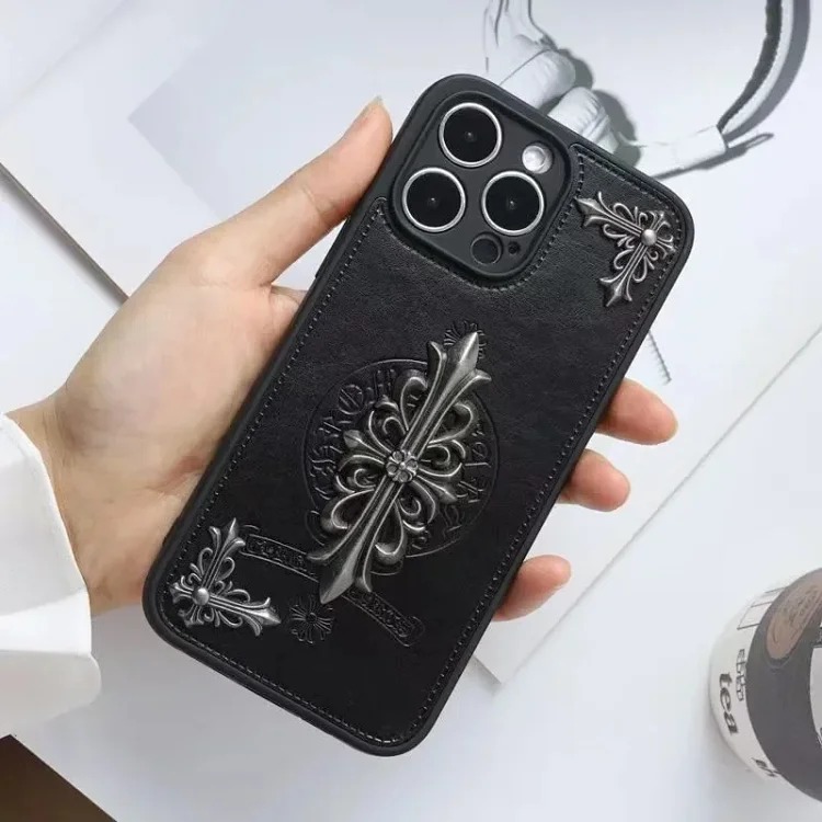 Trendy brand metal suitable for iphone15promax mobile phone case apple 16pro three-dimensional cross personality 13plu