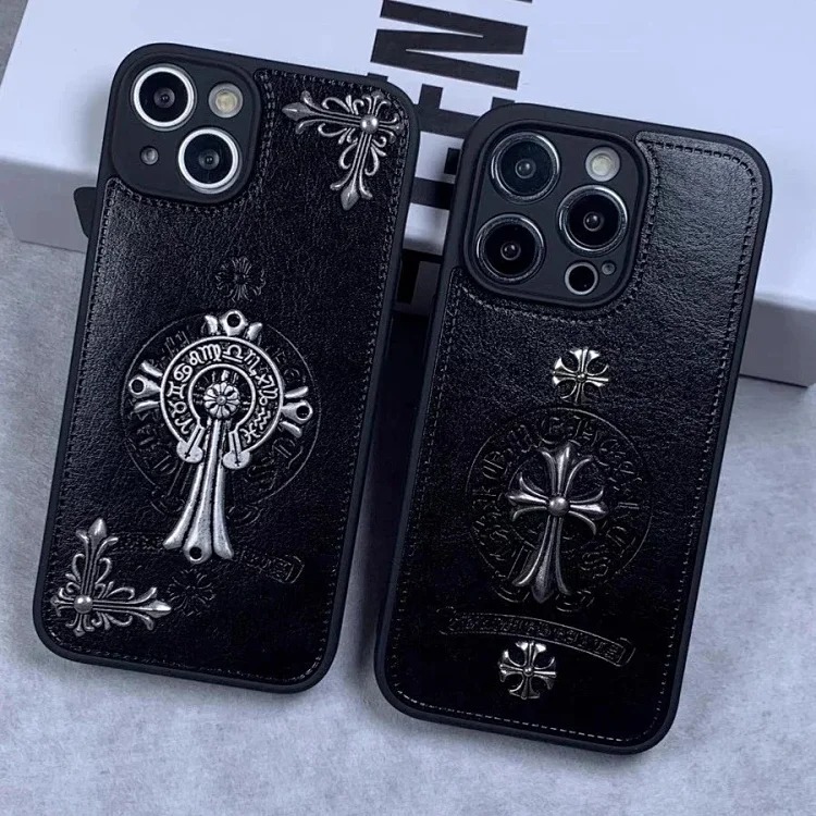 Trendy brand metal suitable for iphone15promax mobile phone case apple 16pro three-dimensional cross personality 13plu