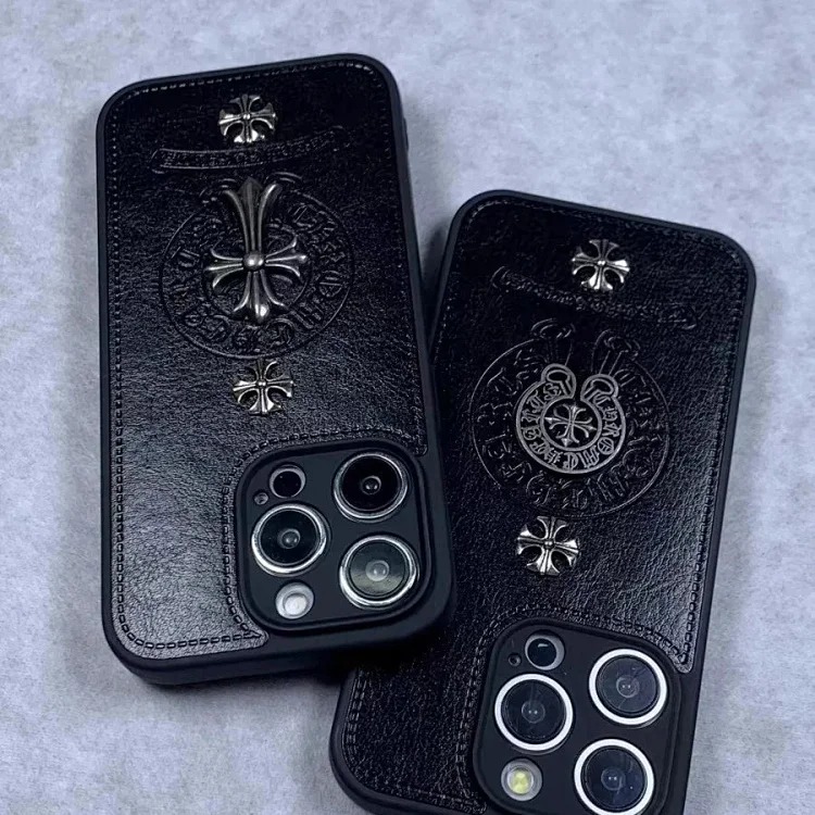 Trendy brand metal suitable for iphone15promax mobile phone case apple 16pro three-dimensional cross personality 13plu