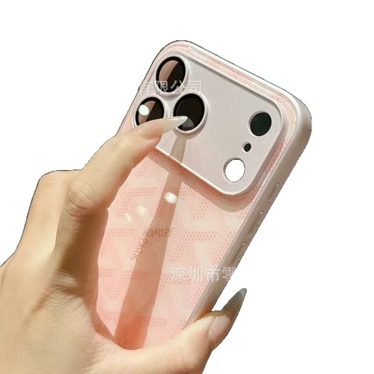 Trendy brand dog tooth suitable for Apple 17Promax mobile phone case Apple 16 Pro glass comes with lens film protective cover