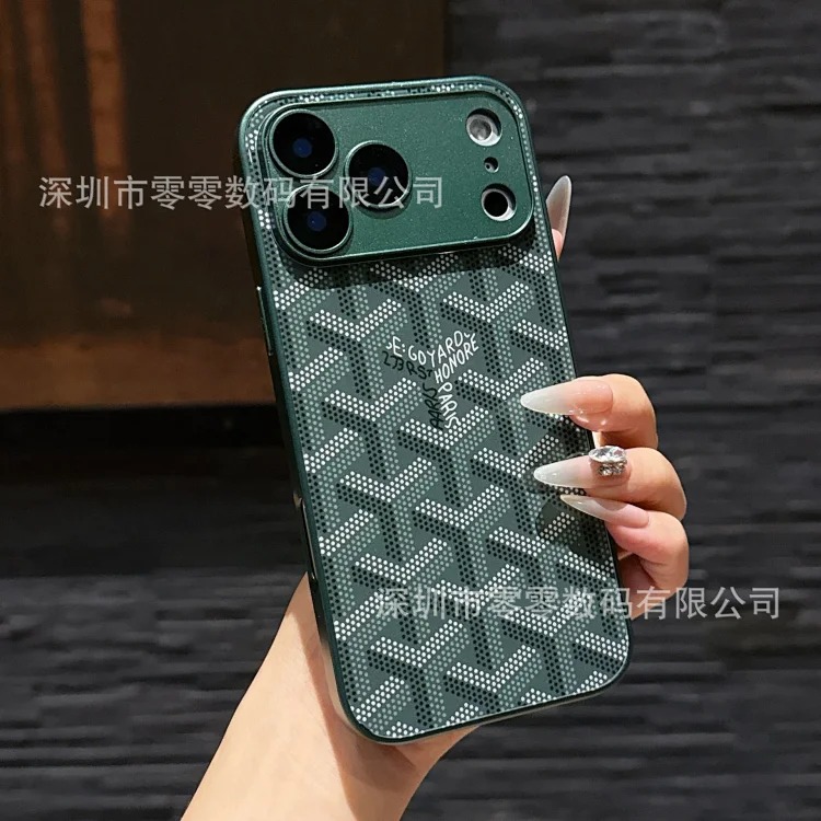 Trendy brand dog tooth suitable for Apple 17Promax mobile phone case Apple 16 Pro glass comes with lens film protective cover