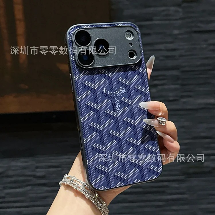 Trendy brand dog tooth suitable for Apple 17Promax mobile phone case Apple 16 Pro glass comes with lens film protective cover