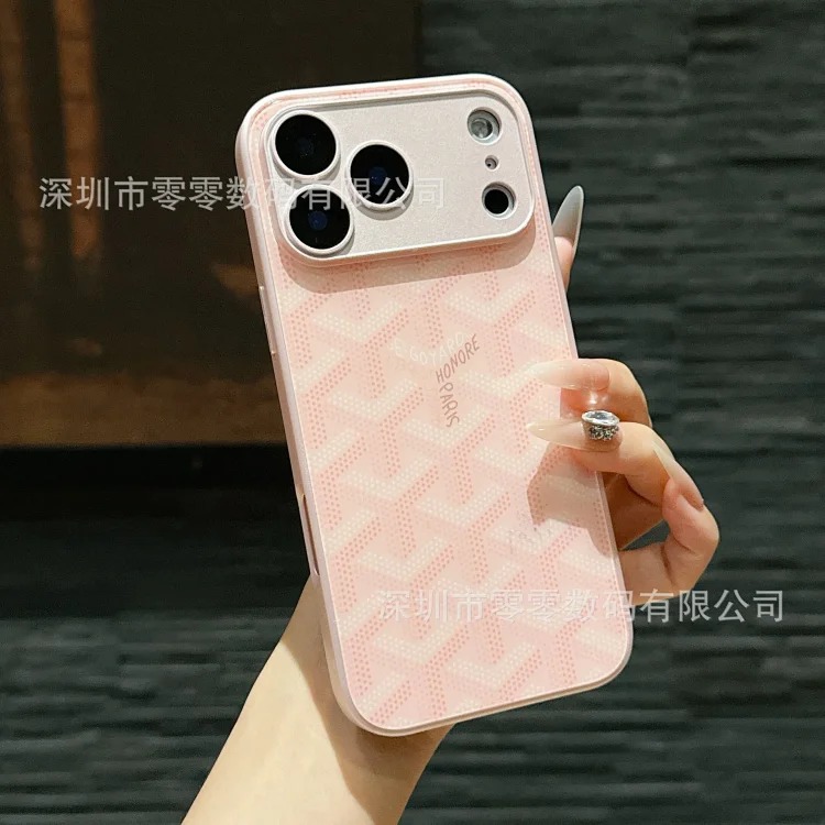 Trendy brand dog tooth suitable for Apple 17Promax mobile phone case Apple 16 Pro glass comes with lens film protective cover